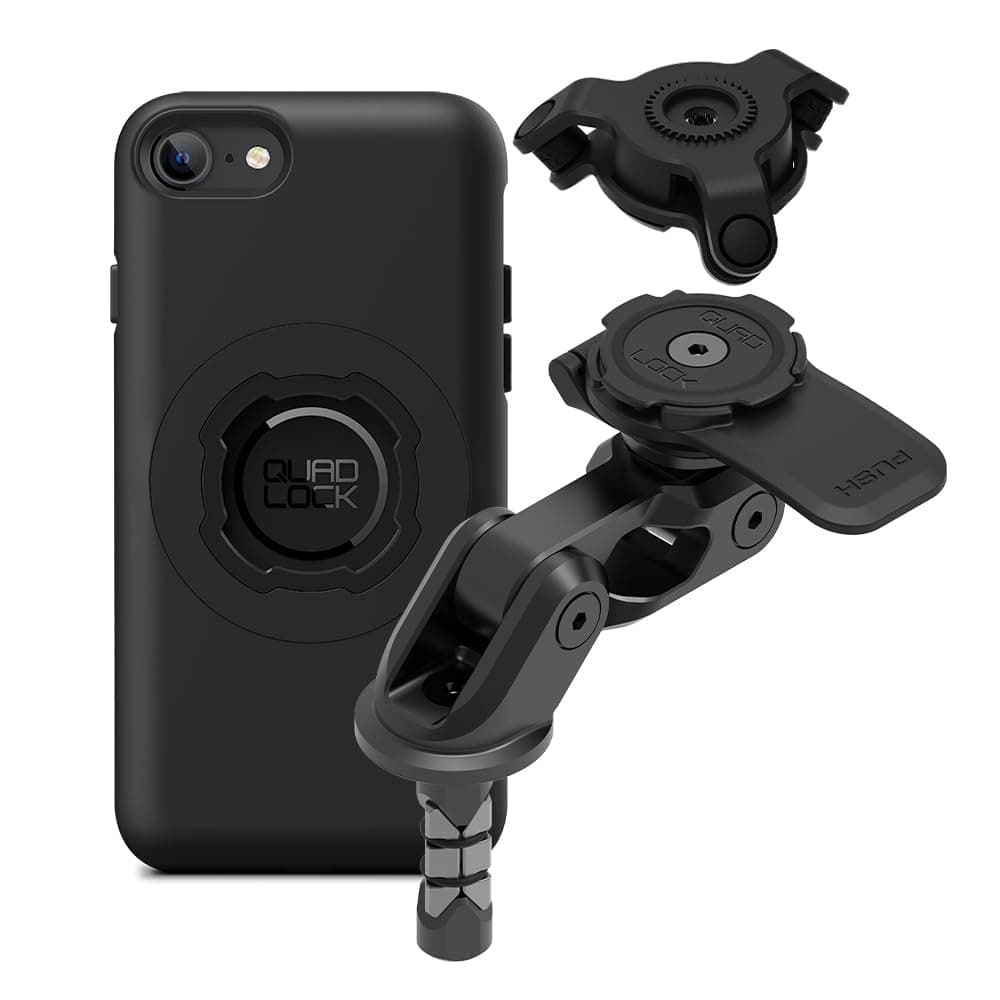 Quad Lock Motorcycle Fork Stem Mount PRO Kit with Vibration Dampener and MAG Phone Case for iPhone SE (3rd/2nd Gen) & 8/7