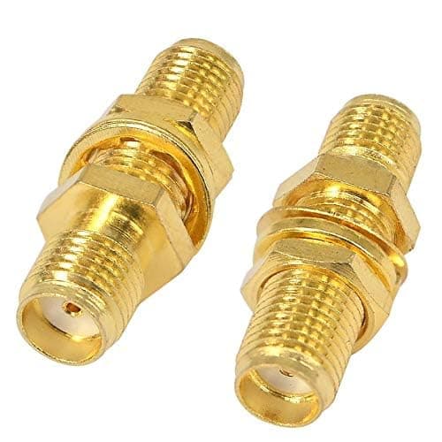 BOOBRIE SMA Socket Connector Panel Chassis Mount SMA Female to Female Bulkhead Extendable Antenna Jack Adapter for Antennas Wireless LAN Devices Coaxial Cable Pack of 2