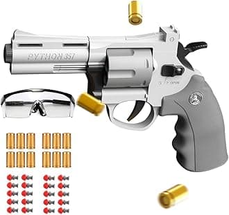 Moonmen Foam Blaster Sets, EVA Safety Shell Ejecting Blaster with Magazine, Birthday Gift Toy for Children (Auto Trigger - Revolver Gray)
