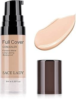 Pro Full Cover Liquid Concealer, Waterproof Smooth Matte Flawless Finish Creamy Concealer Foundation Corrector for Eye Dark Circles Spots Face Concealer Makeup Base, 6ml/0.20Fl Oz