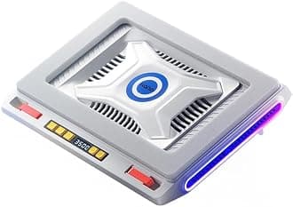 llano V10 Gaming Laptop Cooler, RGB Laptop Cooling Pad Stand with Powerful 4.72 Inch External Turbo Cooling Fan, Fast Cooling Computer 13-17.3in, Button Control, 3 Adjustable Stand, 4-Port USB (White)