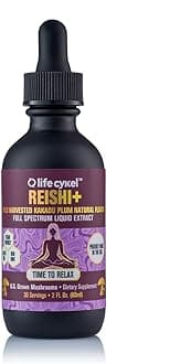 Life Cykel - Reishi Mushroom Extract w/Kakadu Plum- Adaptogen for Sleep Help, Relaxation & Cellular Support- 100% Organic Mushrooms, Antioxidants Vitamin C, 2oz (Packaging May Vary)