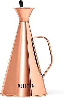 Olietta Olive Oil Dispenser Bottle Copper Stainless Steel Non Drip Leak Proof No Mess Vinegar Pourer & Kitchen Drizzler 34 oz 1000ML 1 Litre Great for Pouring & Drizzling Easy to Clean & Leakproof