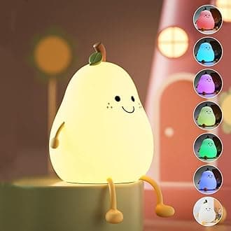 One94Store Rechargeable Silicone Pear Night Lamp – Touch Control 7-Color LED Light for Kids’ Bedroom, Romantic Decor, Valentine Day Gift, Love Gift for Her, Couple Gift