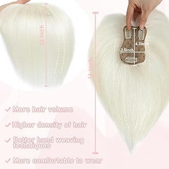 EROADE Hair Toppers for Women Real Human Hair, 360° 3D Toppers Hairpieces for Women with Thinning Crown Wispy Bangs Realistic Biological Scalp Wiglets (60#, Wispy Bangs)