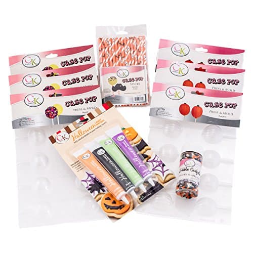 Cake Pops Ultimate Halloween Kit, Cool Cake Pop Maker Set By Cookie Crumblz includes 25 Sticks, Reusable & Easy to Clean Plastic Molds, Spooky Shapes, 4 Candy Writers. Mold, Shape, Dip & Decorate