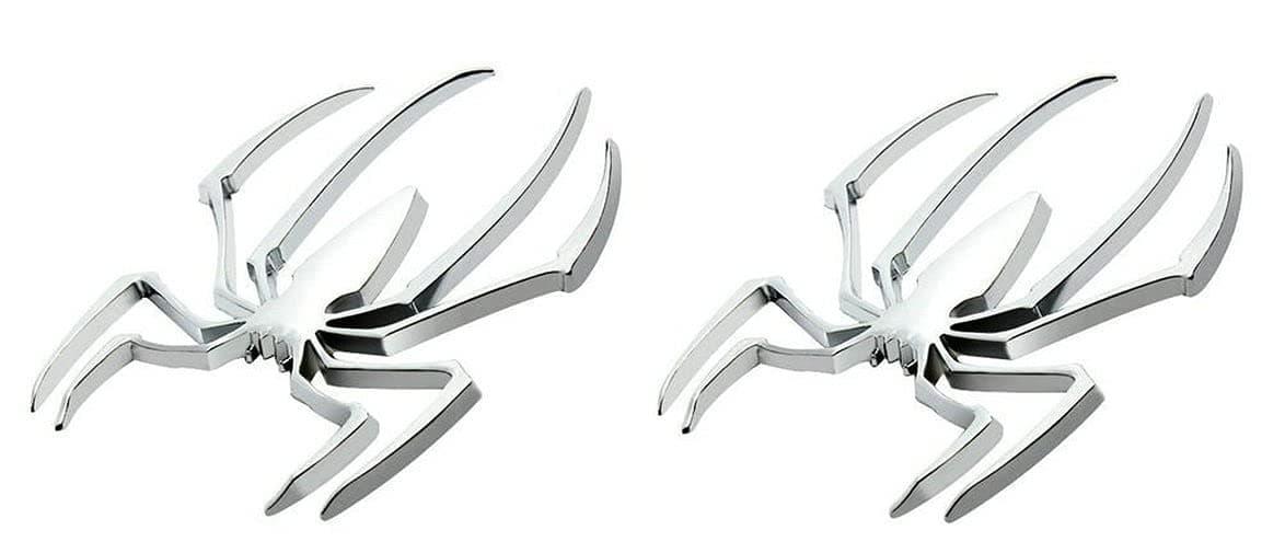 3D Spider Chrome Emblems Badges Sticker - High Gloss Silvery Car Accessories for Can-Am Spyder RT/ST/RS - Automotive Decals Spider Logo Emblems & Stickers (2pcs)