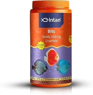 Intan Bits (1.2-2mm Slow Sinking Crushable Crumble) | 375gm - Highly Nutritious Ornamental Fish Food for All - Discus, Danios, Barbs & Rainbow | Growel Feeds