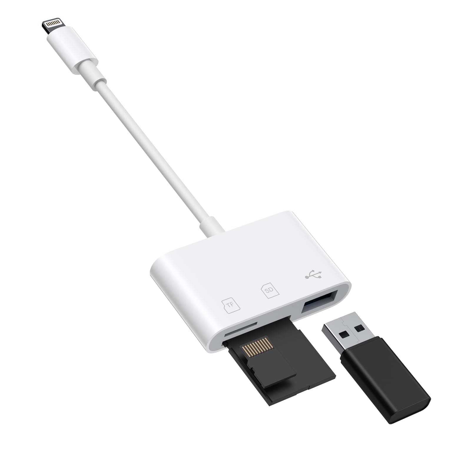 Oumida SD Card Reader for iPhone, Memory Card Reader with USB Camera Adapter Plug and Play Trail Game Camera SD Card Viewer Supports SD and TF Card Micro SD Card Adapter for iPad No App Required