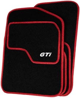 Tailor Fitted Black Classic Car Mats with GTi Logo & Red Solid for Volkswagen Polo 2009-2017 PN.SFP-SSAGTi8RP