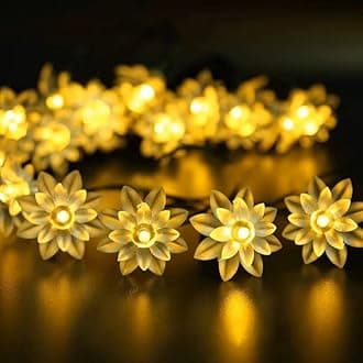 fizzytech Plastic String Lights of Home Decoration Diwali Light for Party Birthday Diwali Christmas Navratri Valentine Gift Home Decoration Light (60 LED Lotus WW)