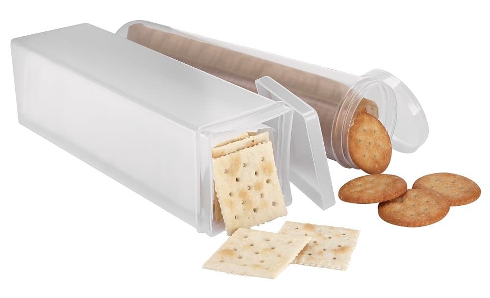Stay Fresh Square Cracker Container – Kitchen Discovery – Sturdy, Crushproof Holder for Saltine and Cracker Storage – Keeps Your Favorite Crackers Crisp and Flavorful