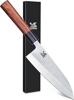 MSY BIGSUNNY7 inch Deba knife Kitchen Cooking Chef Sushi Knife High Carbon Stainless Steel Blade with Rose wood Handle