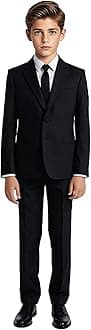 Black n Bianco Boys' Formal Black Suit with Shirt and Vest