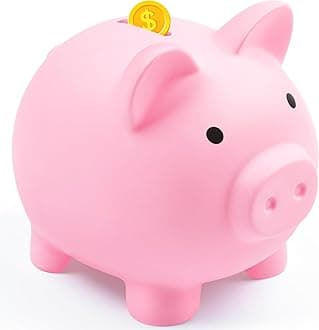 Vcertcpl Unbreakable Plastic Piggy Bank - Coin Bank Money Saving Box for Kids and Adults, Pink
