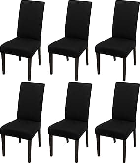 JQinHome 6 Pcs Dining Chair Slipcover,High Stretch Removable Washable Chair Seat Protector Cover for Home Party Hotel Wedding Ceremony (Black)