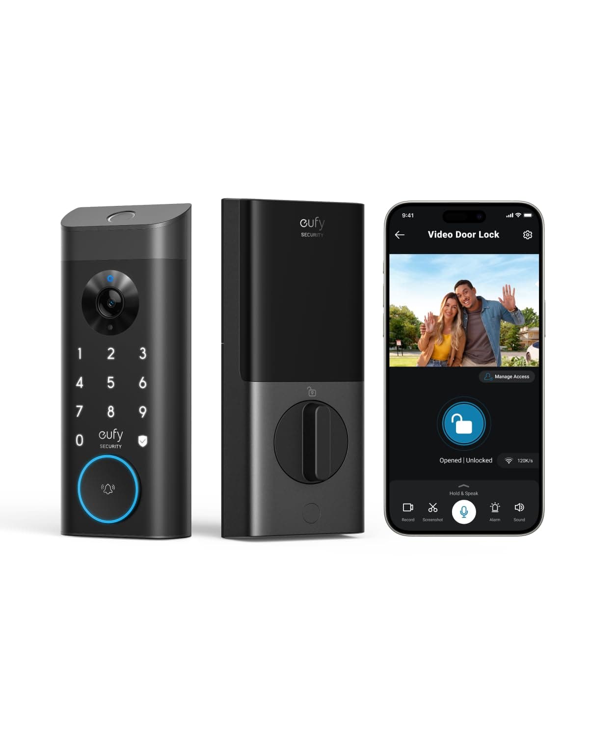 eufy Security Video Smart Lock E330, 3-in-1 Camera+Doorbell+Fingerprint Keyless Entry Door Lock, WiFi Door Lock,App Remote Control,2K HD,Doorbell Camera,No Monthly Fee