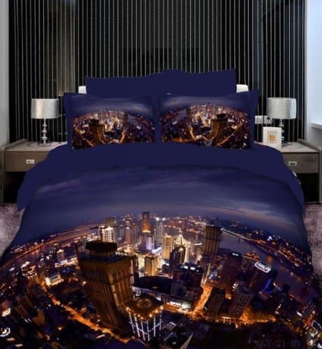 QGD Home Textile,unique 3d Bedding Sets,marilyn Monroe Bedding Set,beautiful Light Grey Bedding Sets,4pcs Bed Sets,queen Size Bedding Set (city night)