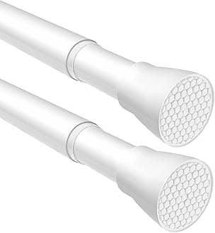 Tension Curtain Rod White Tension Rod 2pcs Spring Curtain Rod Non Slip Tension Rods For Windows 28 To 48 Inch No Drilling Adjustable Tension Rods of Curtain Window Closet Kitchen Wardrobe1