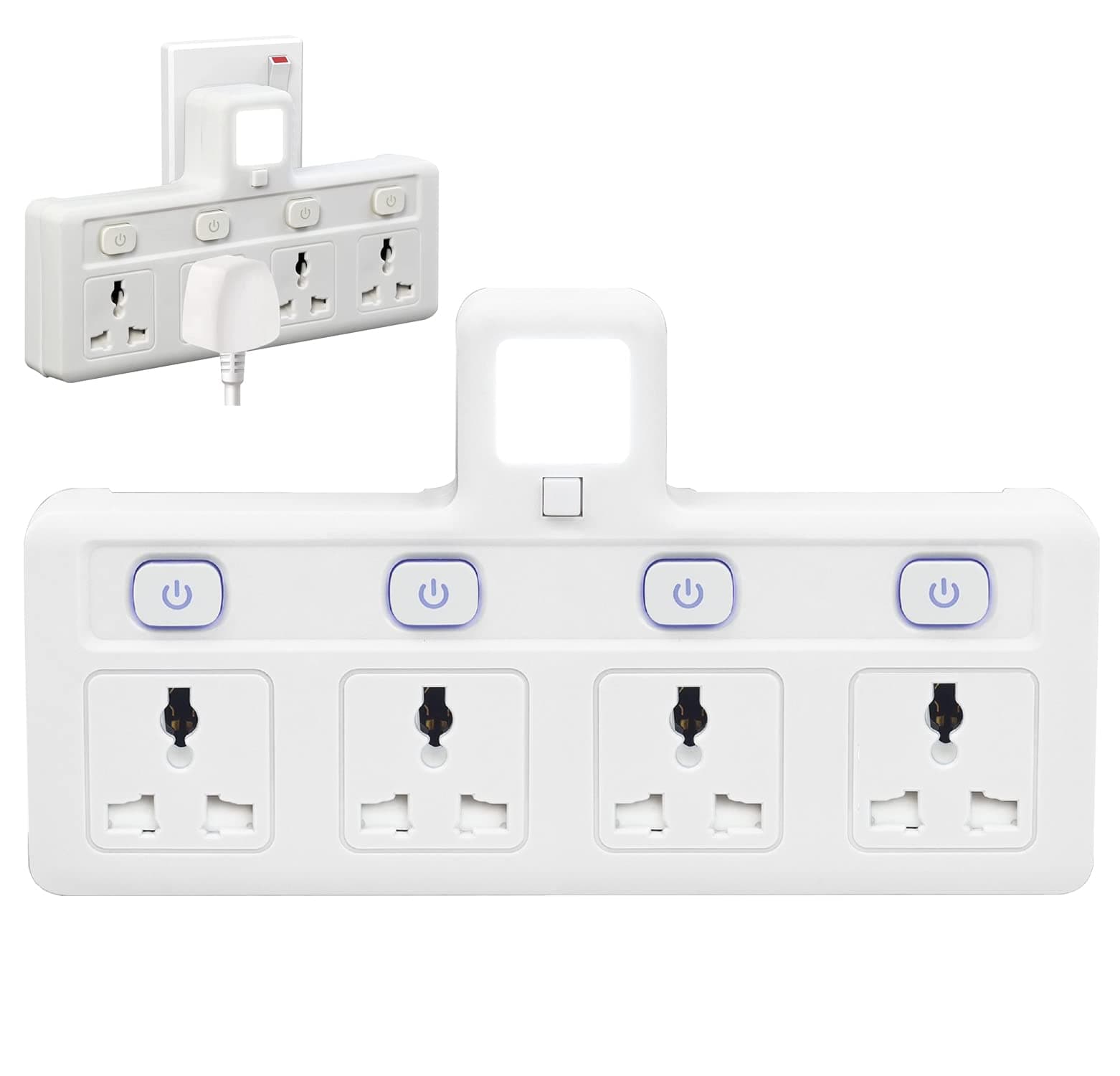 Tycom Power Adapter Multi Plug Extension with 4 Ways Night Light, Extender Wall Charger Socket Multiple Electrical Outlet Adaptor, Charging Station for Home, Office -4 Way Night Light