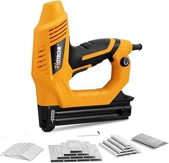 Hoteche 18GA 2-in-1 Electric Brad Nailer/Stapler 19/32-Inch to 1-1/4 Inch Staple Gun Power Adjustable Nail Gun with 2000Pcs Brad Nails& Staples for Home Upholstery and Woodworking