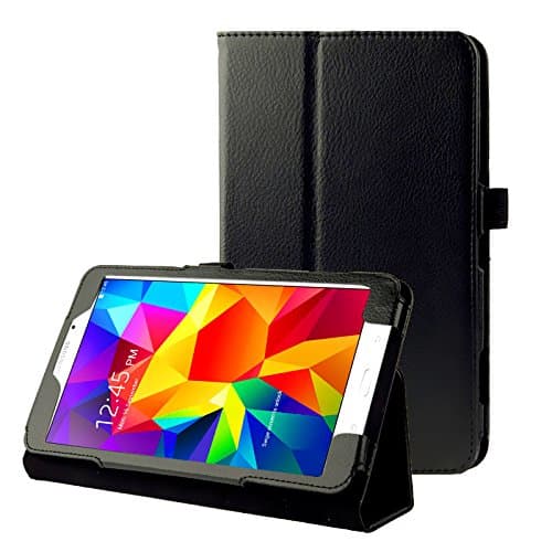 subtelBook Tablet Case with Stand Compatible for Samsung Galaxy Tab 4 8.0 (SM-T330 / SM-T331 / SM-T335) Synthetic Leather Protective Folding Flip Folio Wallet Tri Fold Bookcase Cover Sleeve - Black
