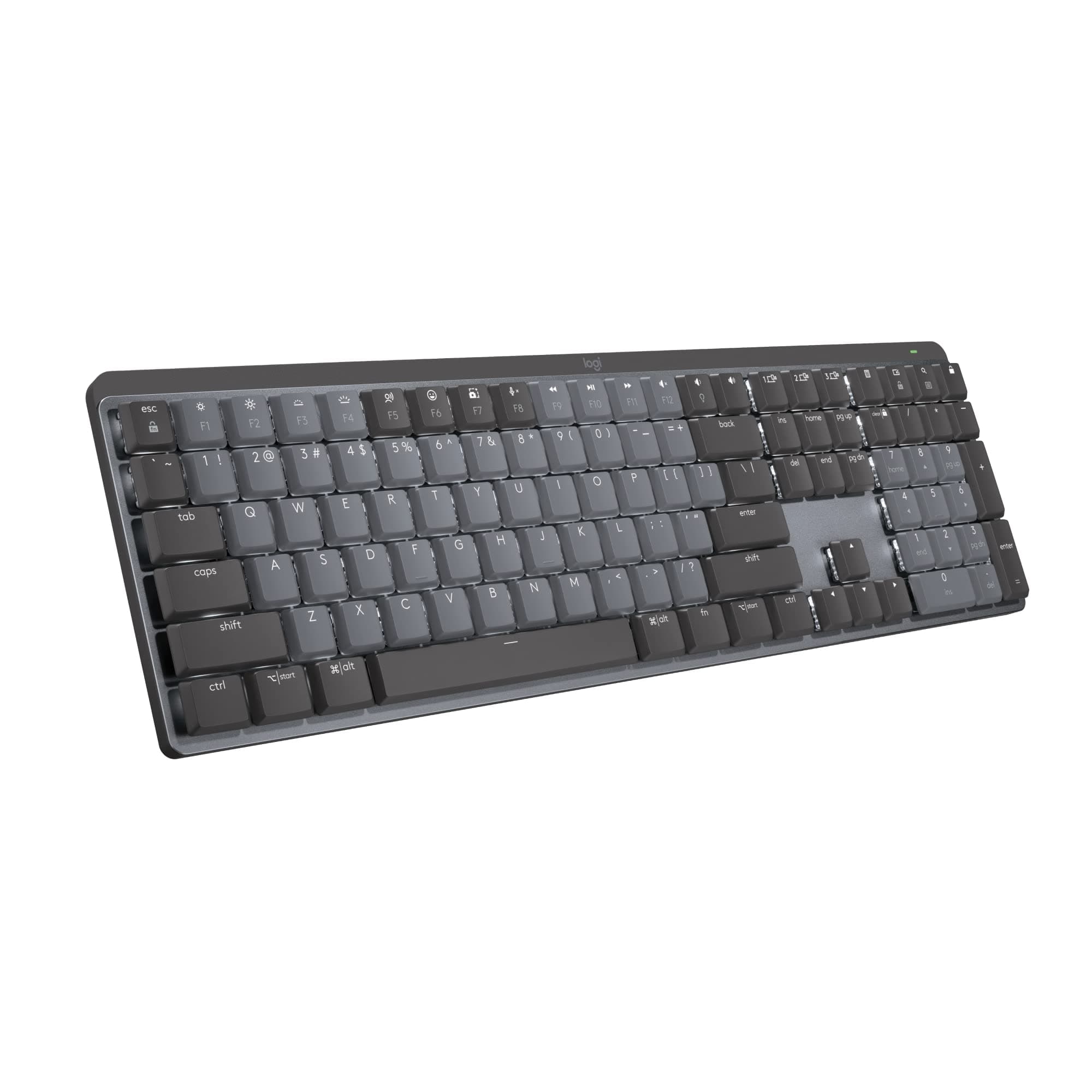 Logitech MX Performance Illuminated Wireless Mechanical Keyboard, Silent Touch Switches, Backlit Keys, Bluetooth, USB-C, macOS, Windows, Linux, iOS, Android, Metal, Graphite