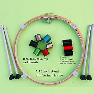 Qroof Aari Work Stand 16 inch, Maggam Work Materials Combo Kit Beginner s Pack Set, Plastic