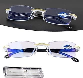 Progressive Far and Near Dual-Use Reading Glasses, High Hardness Anti-blue, Multifocus Reading Glasses (+4.00/Over 75)