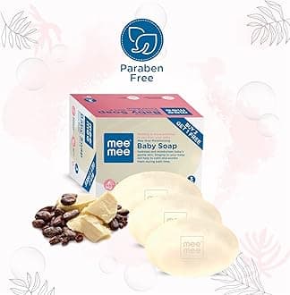 Mee Mee Baby Soap 75g, Pack of 3 (Buy 2, Get 1 Free) | Nurturing Bathing Bar with Natural Shea & Cocoa Butter | For Baby's Sensitive Skin | Paraben Free | Dermatologist-Approved for Gentle Skin Care