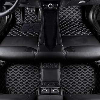 Custom Fit Car Floor Mats by SARAHS - Waterproof PU Leather Full Coverage for Most Cars, SUVs, and Trucks - Automotive Liners to Protect Vehicle Interior Floor Accessories (Black)
