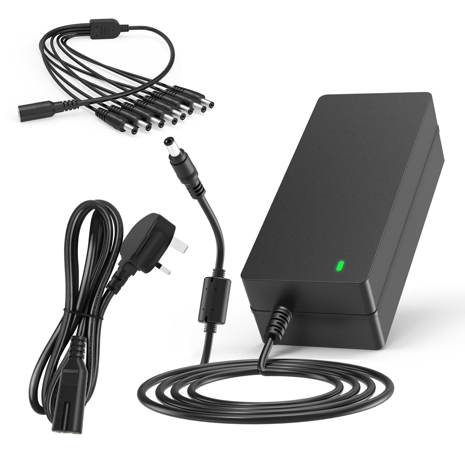 – 12V 5A CCTV Power Supply, 12 Volt 5 Amp Security Camera Power Adapter with 8-Way Power Splitter Cable, Compatible with Lorex, Samsung, Q-See, Night Owl, Swann, Annke IP and BNC Cameras