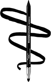 FACESCANADA Ultime Pro Intense Gel Black Eye Pencil | with Smudger & Sharpener | 24HR Long Lasting | Waterproof & Smudge Proof | One Swipe Smooth Glide | 0.04 Oz/1.2g