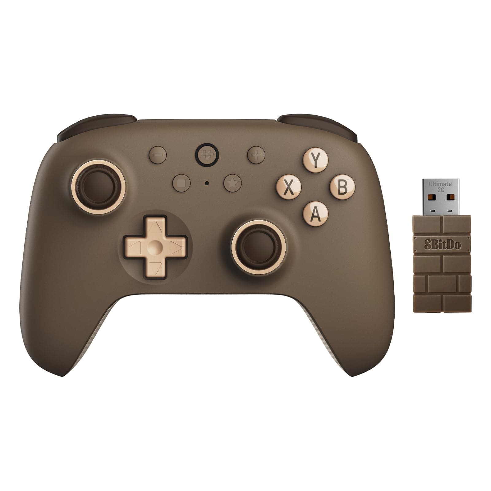 AKNES 8Bitdo Ultimate 2C Wireless Game Controller for Windows PC and Android, with Hall Effect Joysticks and Hall Triggers, 1000Hz Polling Rate, Remappable L4/R4 Bumpers (Brownie)