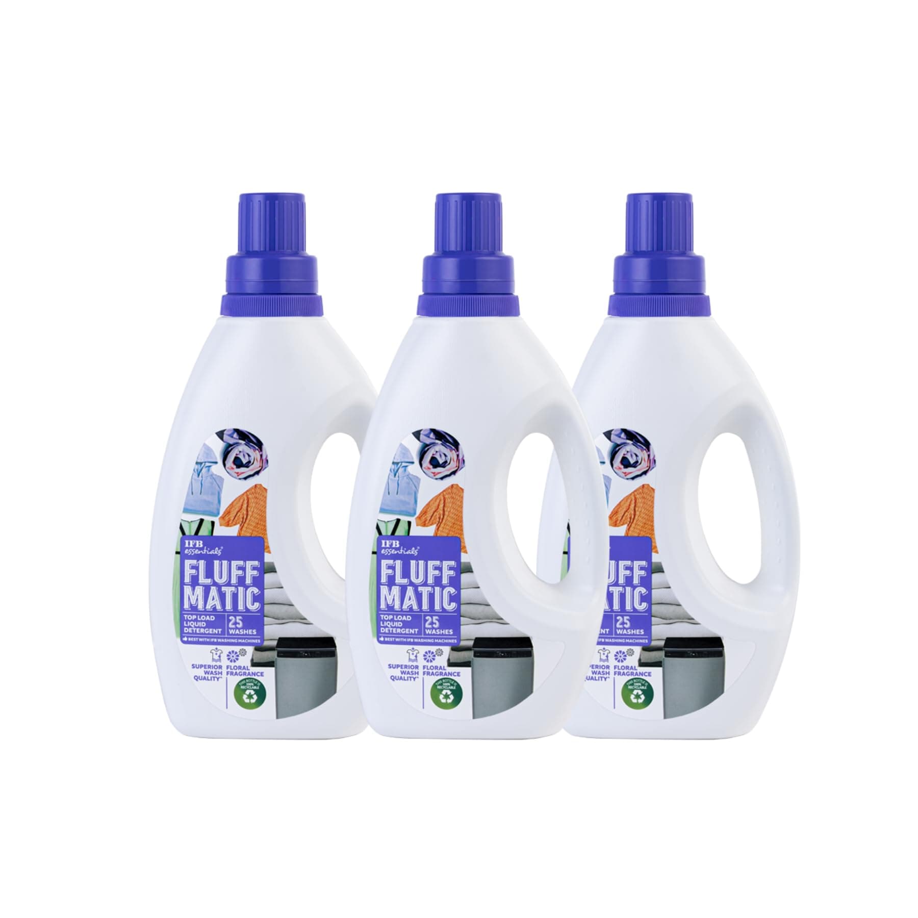 Fluff Matic Top Load Washing Machine Liquid Detergent (Pack of 3 * 880 ml)
