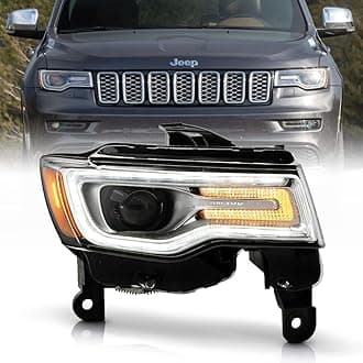 KEEKPO - For [HID/Xenon w/AFS Type] 2017-2021 Jeep Grand Cherokee Chrome LED DRL Projector Headlight Headlamp Passenger