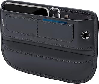 Universal Fit Premium Leather Car Seat Gap Filler Organizer, Center Console Organizer with Card Slots for Car Suv Truck (Black, 1 Pack)