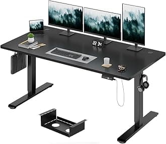 Devoko Electric Standing Desk 160x80cm, 18mm Thick Tabletop, Sit-Stand Height Adjustable with Sedentary Reminder, USB Charging Port, 3 Memory Smart Panel, Heavy-Duty Steel Frame (Black)