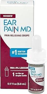 Eosera Ear Pain MD - 4% Lidocaine Ear Drops for Maximum Strength Earache Pain Relief - Fast-Acting, Numbing Earache Treatment for Adults & Kids Age 2+ (5 mL)