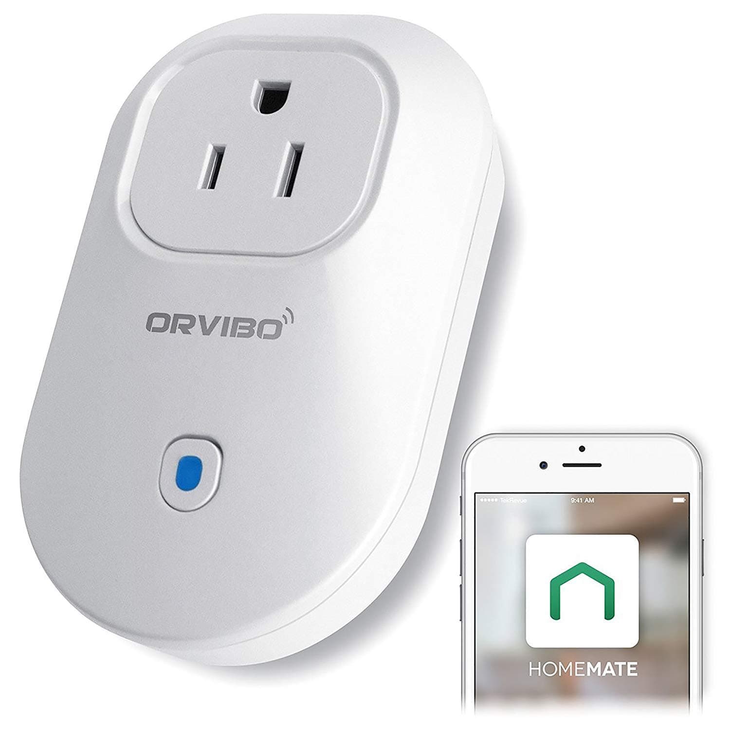 Orvibo S25 Wi-Fi Smart Socket Outlet US Plug, Compatible with Alexa Echo, Google Home, HomeMate-APP, Remote Control Home Device, White
