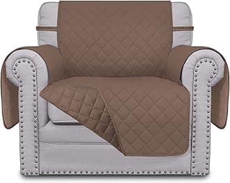 Easy-Going Reversible Chair Slipcover with Elastic Straps for Pets (Brown)