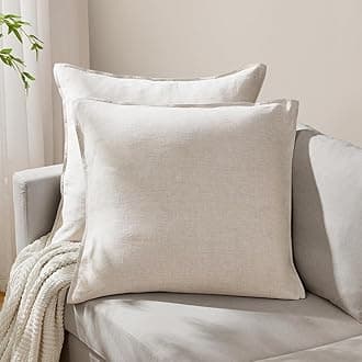 DAPU 100% Linen Euro Shams 26x26 Inches Euro Shams (Pack of 2) with Envelope Closure, Stone Washed Breathable and Cooling (Natural Linen, Square)OEKO-TEX STANDARD 100