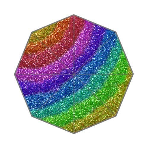 Custom Auto Foldable Umbrella Rainbow Glitters 3D Printed Design