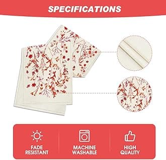 Artoid Mode Floral Leaves Table Runner, Wild Flowers Seasonal Kitchen Dining Table Decoration for Home Party Decor 13x108 Inch