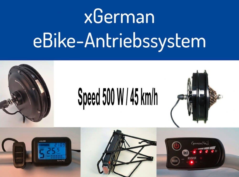 xGerman Special Offer Conversion Kit 500 W/36 V, 26 Front Wheel Drive with LCD Display & Drinks Bottle Rechargeable Battery 11.6 Ah