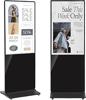 49 inch Indoor Digital Signage LCD Screen IPS Floor Standing Digital Kiosks Interactive Displays with WiFi HDMI/USB Input Auto AD Player, Android OS Black