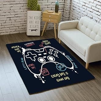 Morbuy 3D Game Print Rugs Modern Carpets Living Room Rug, Extra Large Size Soft Short Medium Pile Rugs Anti Slip Washable Floor Mats for Bedroom Kids Room Decor (Navy blue,100x120cm)