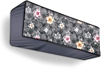 Split AC Cover Indoor Unit for 2 Ton Capacity AC, All Weather Cover/Attractive Digital Prints/Dustproof/Water Resistant AC Cover (Grey Flower)