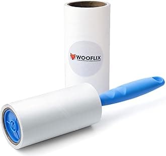 Wooflix Lint Remover with Handle, Protective Cover, and 2 Refills (120 Sheets) - Sticky Roller Brush for Clothes, Furniture, Carpet, Pet Fur, Dust, and Dirt (2 Refills 120 Sheets)