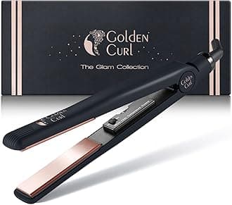 Golden Curl Hair Straightener Flat Iron Styler - 5 Year Peace of Mind - 2 in 1 Portable Hair Styling Tool with Coated Floating Plates for Straightening & Curling at Home or Travel